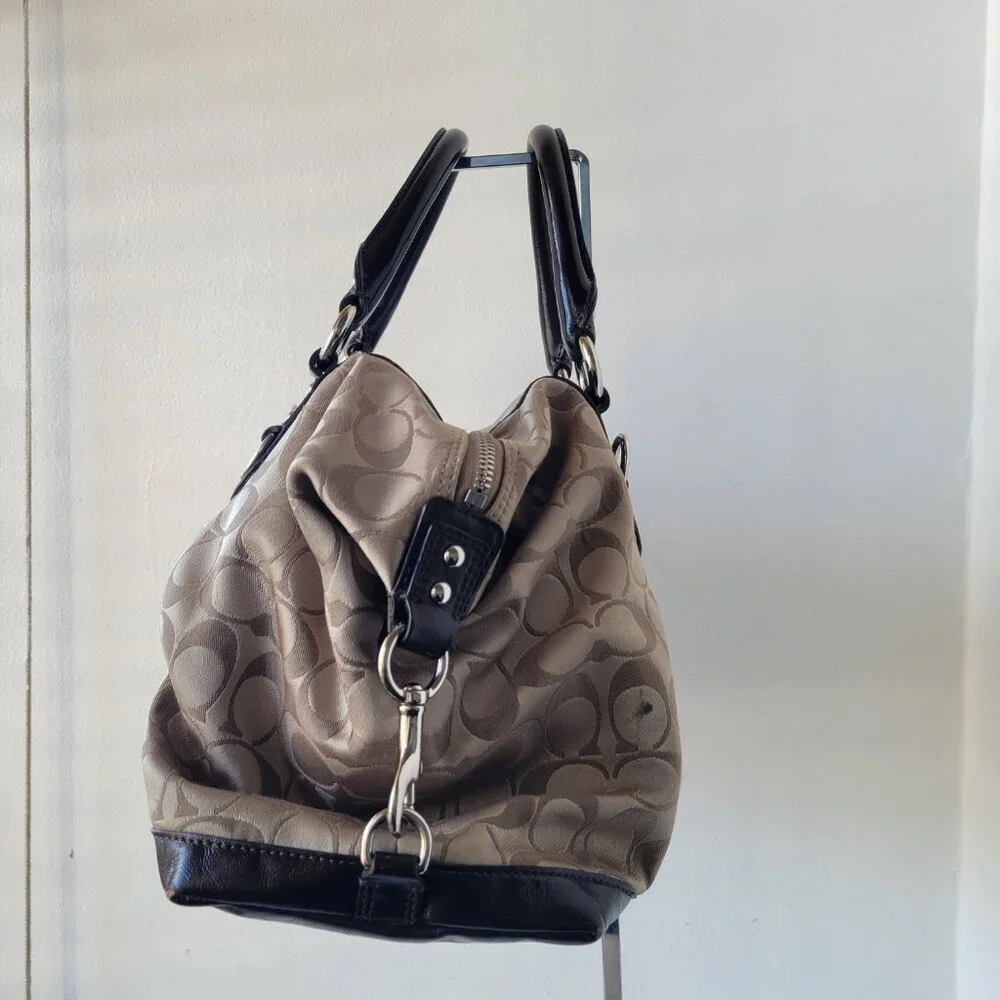 Coach Ashley Signature Sateen Brown/Khaki Satchel Handbag - Picture 8 of 16
